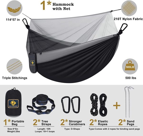 Camping Hammock with Net,Travel Portable Lightweight Hammocks with Tree - Image 5