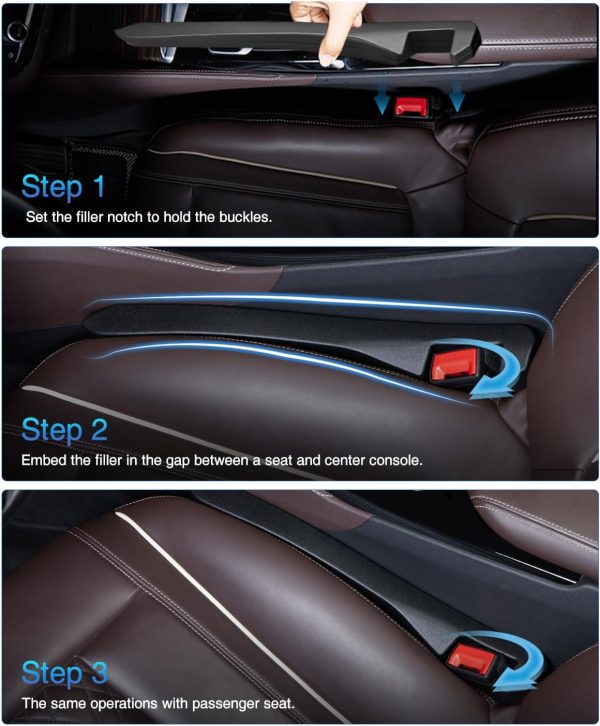 Car Seat Gap Filler, 2 Pack PU Leather Fill The Gap Between Seat and Center - Image 5