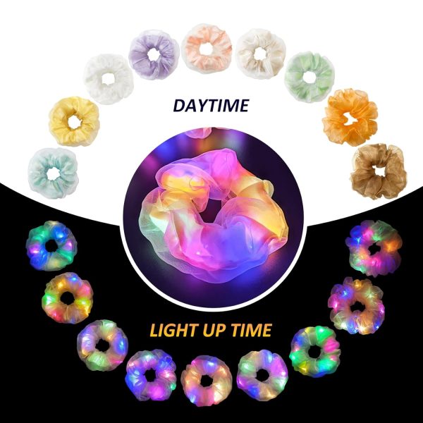 Light Up Scrunchies - Camping Gifts for Women & Girls - Neon, Glow in the - Image 4