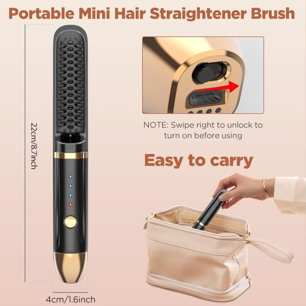 Cordless Hair Straightener Brush, Portable Hair Straightener for Women - Image 7