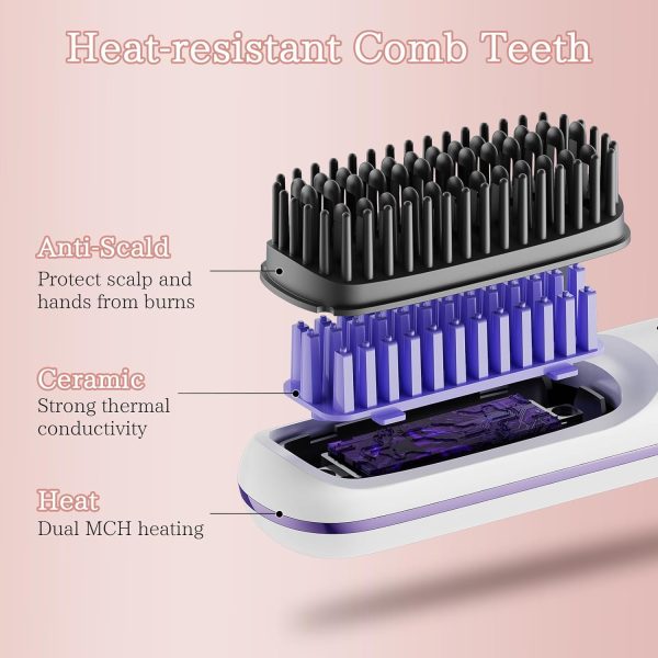 Cordless Hair Straightener Brush, Portable Anion Hair Straightener Brush - Image 6