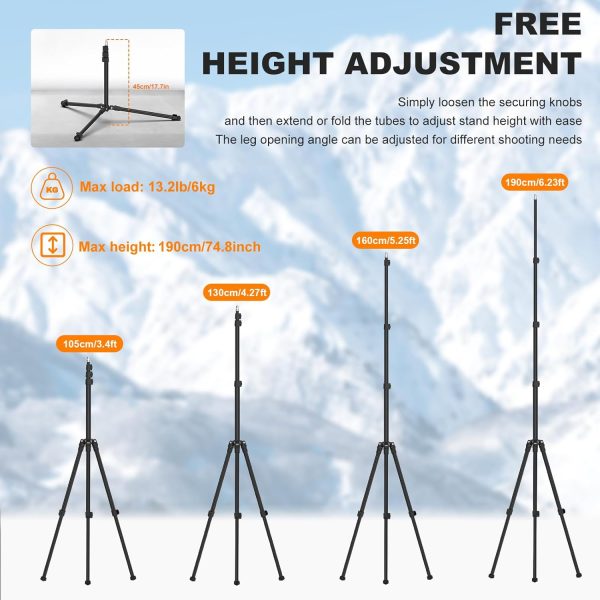 COMAN Extendable Photography Light Stand, 6.23ft Adjustable Aluminum Light - Image 2
