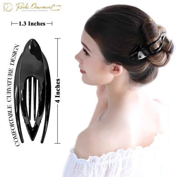 RC ROCHE ORNAMENT 6 Pcs Womens French Concord Curved Hair Clip No Slip - Image 3