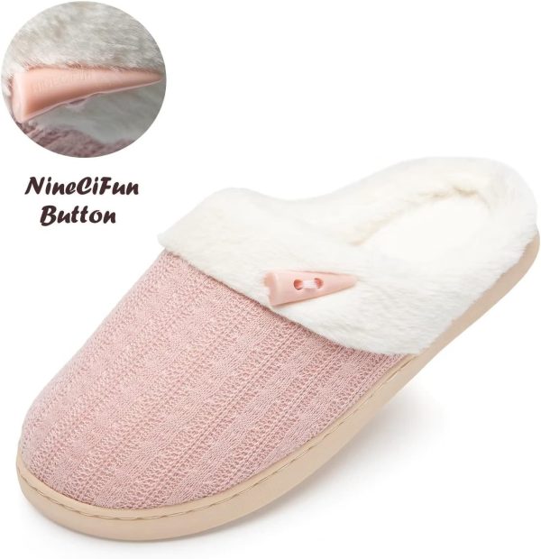 NineCiFun Women's Slip on Fuzzy House Slippers Memory Foam Slippers Scuff - Image 5