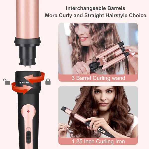 3 Barrel Curling Iron Hair Curler Beach Waves Hair Crimper Tool 5 in 1 - Image 5