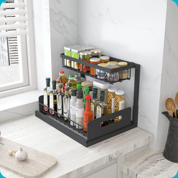 REALINN Under Sink Organizer, Pull Out Cabinet Organizer 2 Tier Slide Out - Image 5