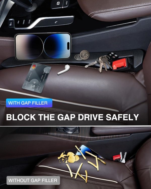 Car Seat Gap Filler, 2 Pack PU Leather Fill The Gap Between Seat and Center - Image 6