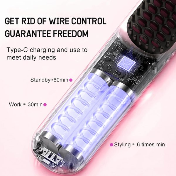 Cordless Hair Straightener Brush, Mini Flat Iron Hair Straightener for - Image 6