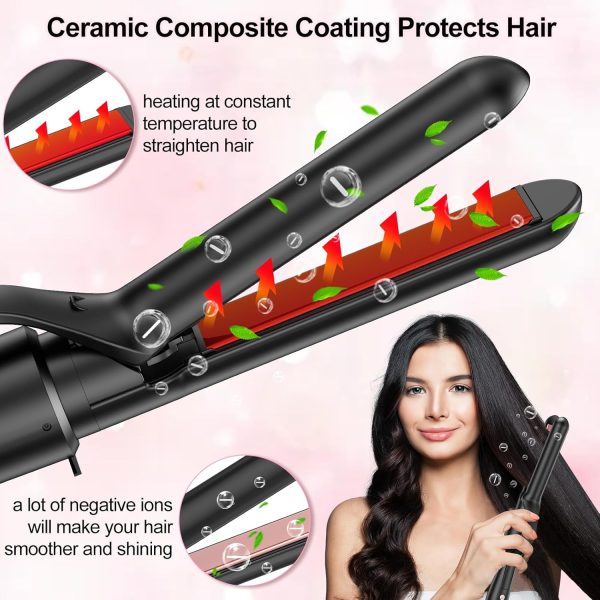 Wand Curling Iron Set, SEIPIKOL 6 in 1 Hair Straightener and Curler, 3/4 to - Image 2