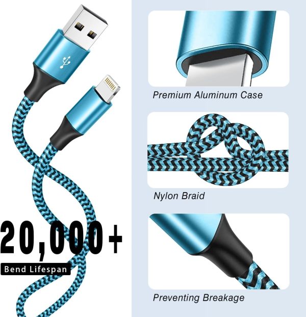 for iPhone Charger 3 Pack 6FT USB Lightning Cable MFi Certified Fast - Image 4