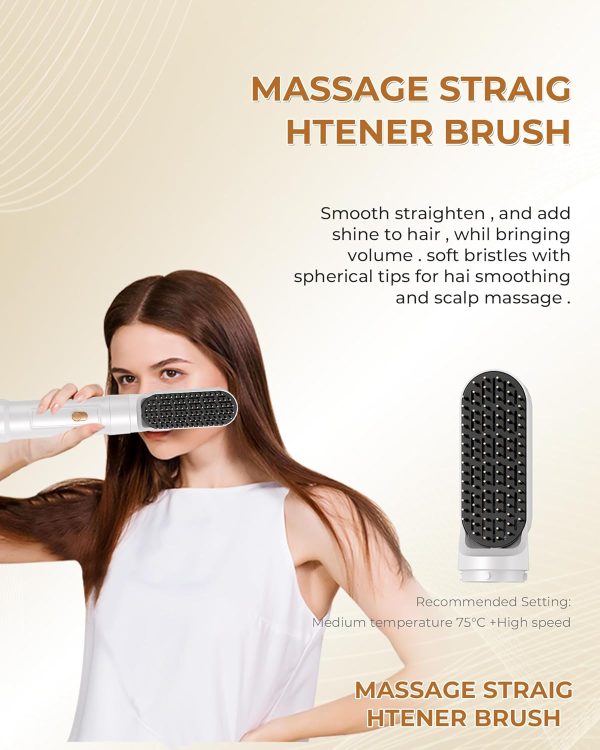 Hair Dryer Brush,6 in 1 Blow Dryer Brush Ionic Hair Dryer,Hair Curler Hair - Image 7