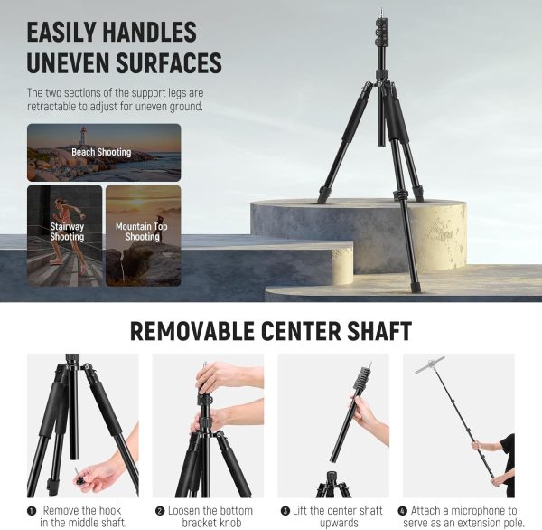 NEEWER Photography Light Stand, 1.5-6.4ft/47-195cm Aluminum Reversible - Image 3
