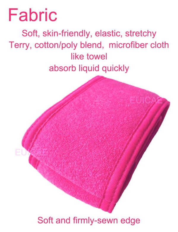 EUICAE Hairband, Pack of 6 - Hot Pink Spa Headband, Adjustable Size, Soft - Image 3