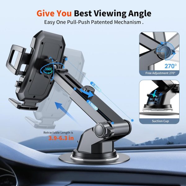 Upgraded 3-in-1 Car Phone Holder Mount [Powerful Suction] Phone Mount for - Image 5