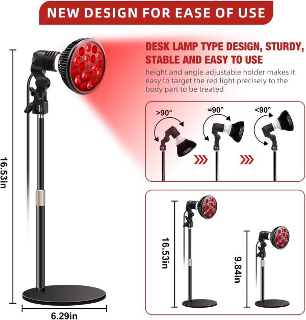 Red Light Therapy Lamp with Adjustable Stand, Red Light Therapy Bulb for - Image 6