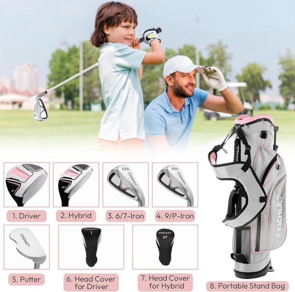 FINCHLEY Kids Golf Clubs Set for Boys & Girls Aged 8-12, Includes Driver, - Image 2