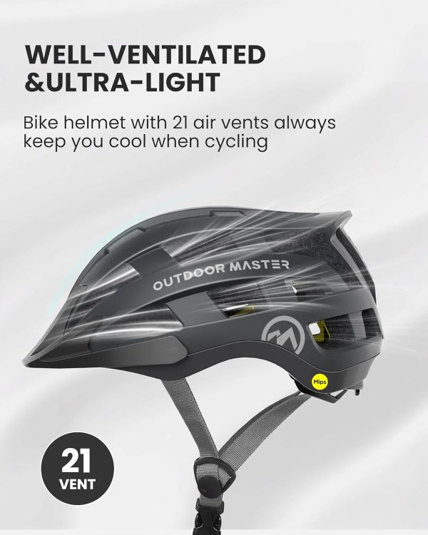 OutdoorMaster Gem II MIPS Bike Helmet with Light - Lightweight Cycling - Image 3