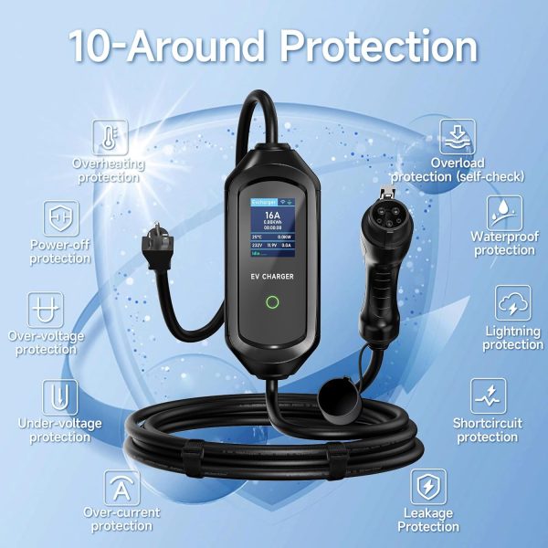Level 1 EV Charger, Electric Vehicle Charger Level 1, 16Amp, 25ft Extension - Image 4