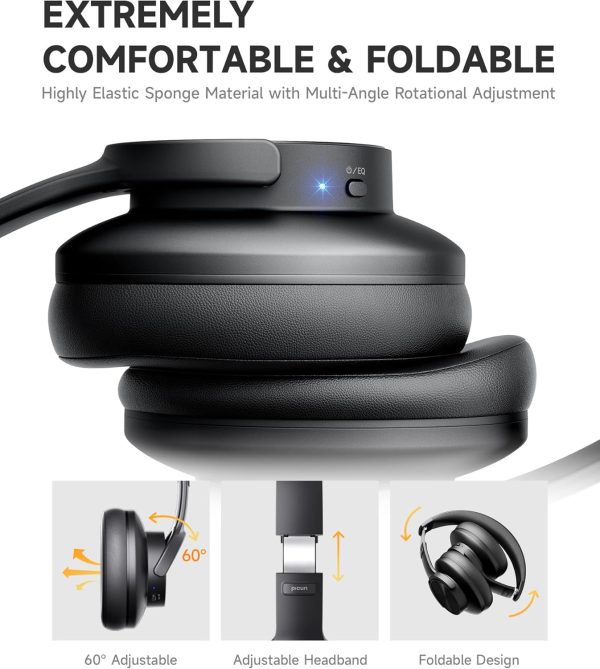 Picun Upgraded Bluetooth Headphones, 120 Hours Playtime, 3 EQ Modes, Deep - Image 5