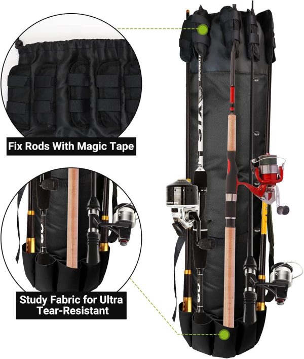 FOUUAAOOU Fishing Rod Bag, Fishing Rod Case Bag with Durable Folding Oxford - Image 3
