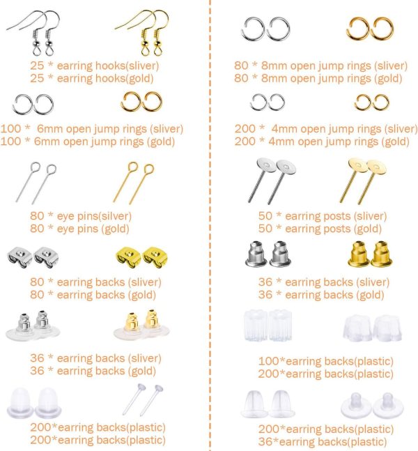 Anezus Earring Making Kit with Earring Hooks Findings, Earring Backs Posts, - Image 2