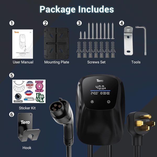Tera Electric Vehicle Charger J1772: ETL Certified Level 2 40 Amp 240 Volt - Image 7