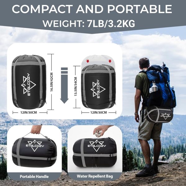 Double Sleeping Bag for Adults Kids Camping, XL Queen Size Sleeping Bag for - Image 3