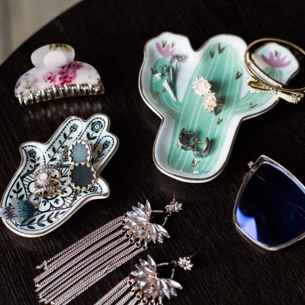 Jewelry Trinket Ring Dish Ceramic Hamsa Evil Eye Hand of Fatima Holder Key - Image 7