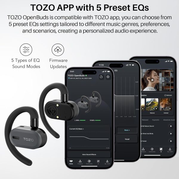 TOZO O2 True Open Ear Wireless Headphones Lightweight with Multi-Angle - Image 7