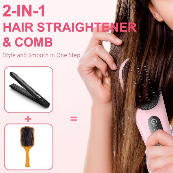 Cordless Hair Straightener Brush, Portable Straightening Brush for Travel, - Image 6