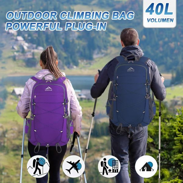 BKNOOU 40L Lightweight Hiking Backpack Packable Camping Backpack Waterproof - Image 6