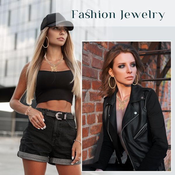 3 Pieces Butterfly Cuban Jewelry Set Cuban Link Chain Necklace for Women - Image 6