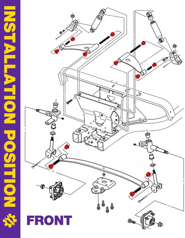 Club Car Precedent Front Bushing Kit With Screws, Golf Cart Front Lower - Image 5