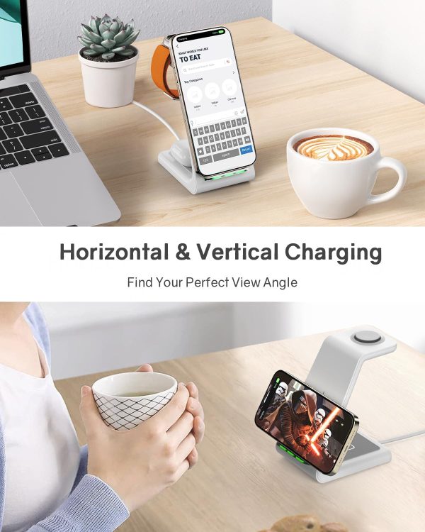 Wireless Charging Station for Apple - 3 in 1 Wireless Charger Stand Dock - Image 3