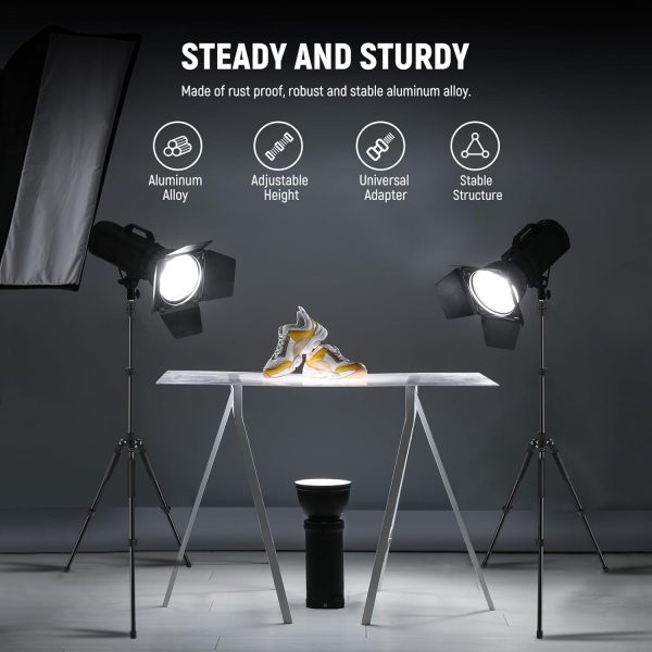 NEEWER Photography Light Stand, 1.5-6.4ft/47-195cm Aluminum Reversible - Image 5