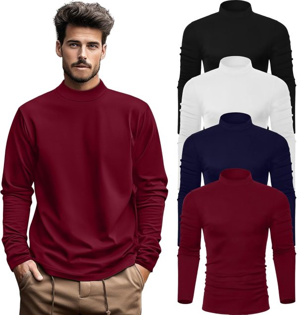 Neer 4 Pack Men's Mock Neck Shirts, Long Sleeve Turtleneck Pullover Tops - Image 2