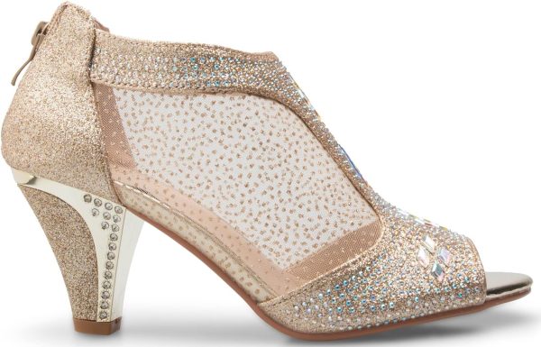 Women's Open Toe Glitter Shimmer T-Strap Cage Low Heels Wedge Sandal - Image 2