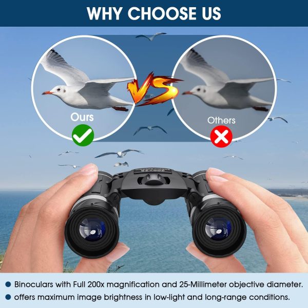 200x25 Compact Binoculars for Adults and Kids, High Powered Mini Pocket - Image 5
