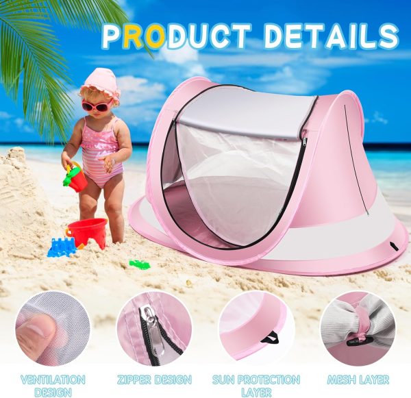Baby Beach Tent,Large Pop Up Beach Tent Sun Shade for Beach,Portable Baby - Image 2