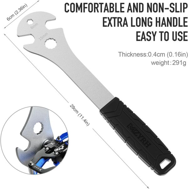 Bike Pedal Wrench,Long Handle Bicycle Pedal Removal Tool Spanner for Road - Image 2
