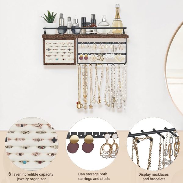 Mkono Hanging Jewelry Organizer Wall Mounted Jewelry Organizer Necklace - Image 2