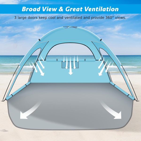 Beach Tent Sun Shelter, Beach Shade Tent with UPF 50+ UV Protection for 2-3 - Image 3