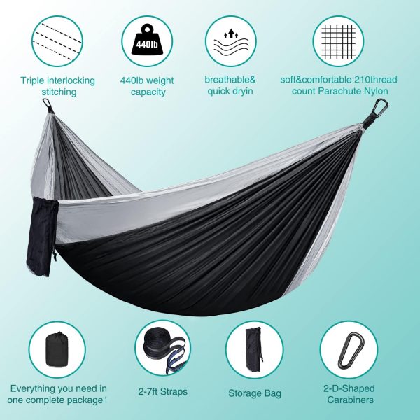 Hammock Camping, Portable Single/Double Hammocks for Outdoor Hiking Travel - Image 4