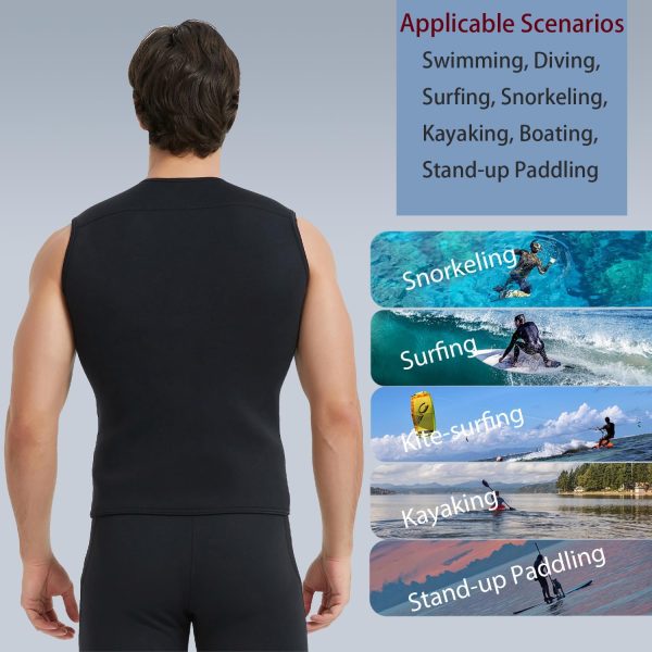 Lemorecn Mens Wetsuit Top Premium Neoprene 3mm Zipper Wetsuit Vest - Image 6