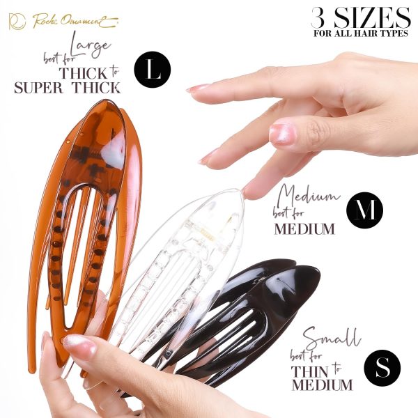 RC ROCHE ORNAMENT 6 Pcs Womens French Concord Curved Hair Clip No Slip - Image 4