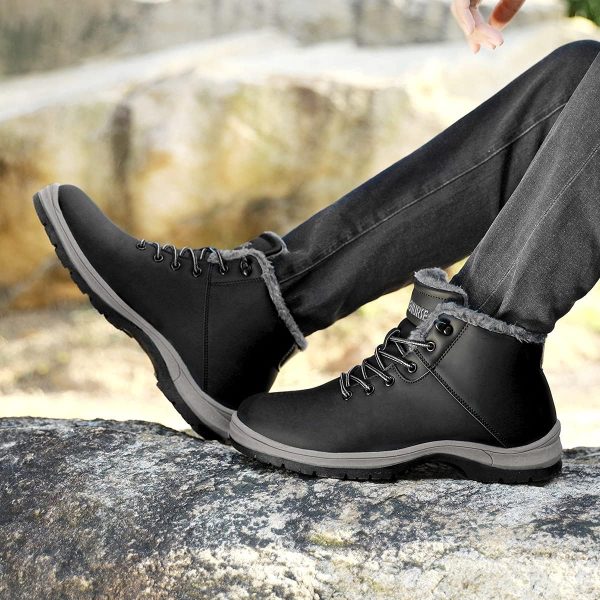 Mens Winter Snow Boots Water Resistant Warm Fur Lined Anti Slip Work Ankle - Image 6