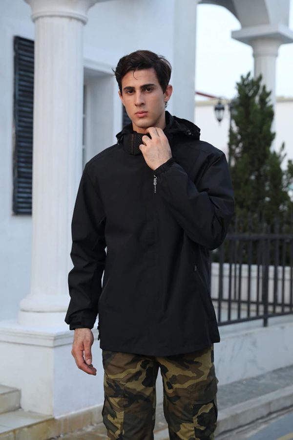 Men's Lightweight Waterproof Rain Jacket,Shell Hooded Outdoor Raincoat - Image 5