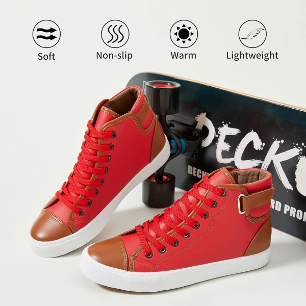 yageyan Men White high top Sneakers for Casual Black pu Leather Fashion - Image 3