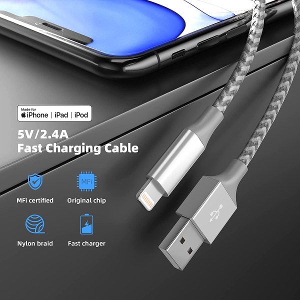 iPhone Charger [Apple MFi Certified] 3pack 10FT Long Lightning Cable Fast - Image 3