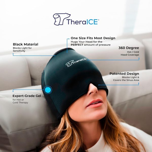 TheraICE Migraine Relief Cap, Soothing Headache Hat Ice Pack Mask, Face - Image 3